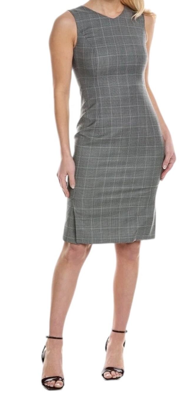 BOSS Hugo Boss Dress Dayami wool midi plaid sleeveless size 4